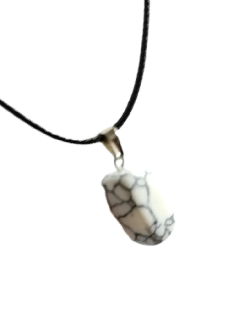 Unisex White Marble Pendant on Black Cord Necklace. NWOT
